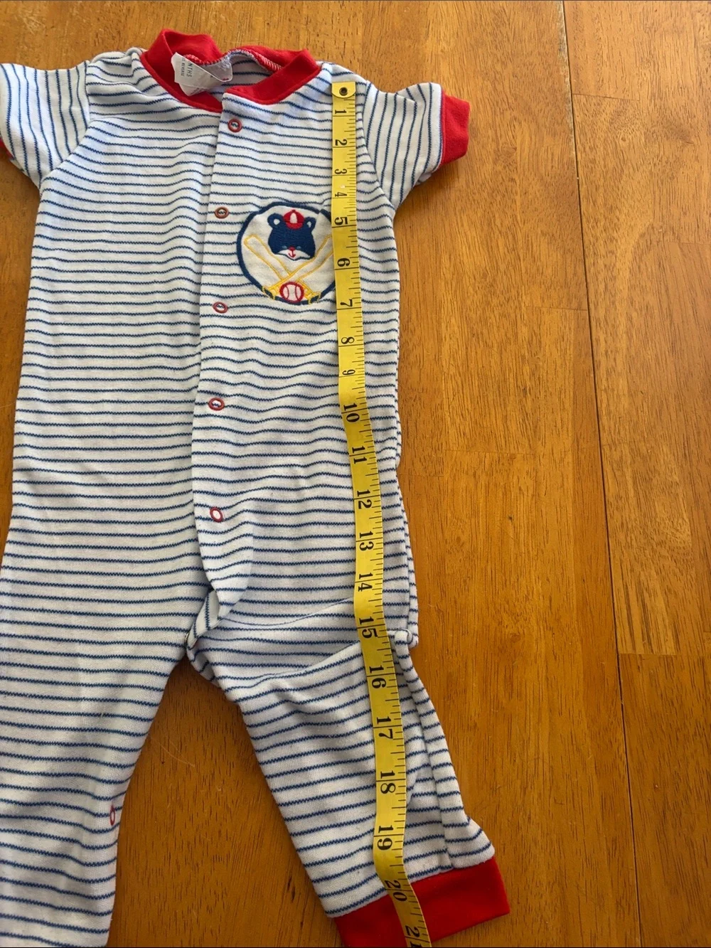 Vintage Baby Cuddle Time Bear Baseball Pajamas 6-12 months